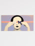 Artistic depiction of a person with a butterfly on their face against a colorful background