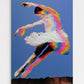 Dancer in a colorful outfit against a blue sky