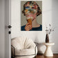 Modern interior with a chair, table, and decorative wall art.
