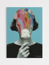Surreal art print of a woman melting into pink ice cream, contemporary wall art canvas - The Flavor of Elsewhere
